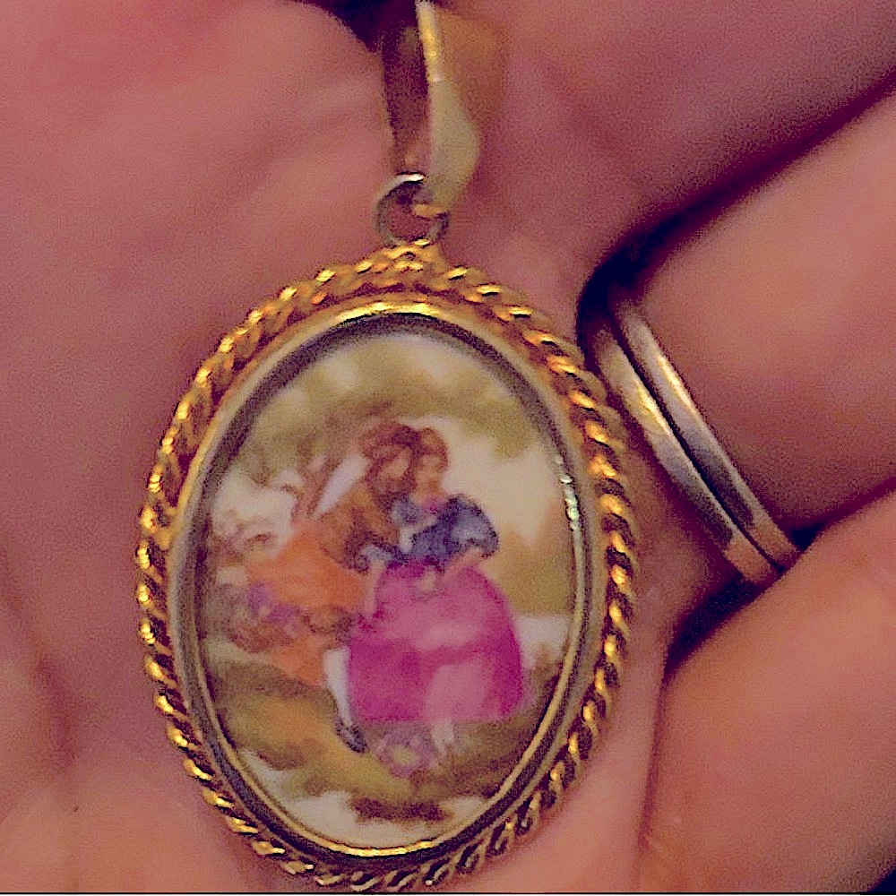 Antique Limoges Gold Oval Pendant - No trades at this time - it’s not mine.⚠️